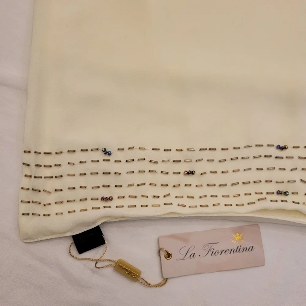 LA Fiorentina beaded cream colored thin shawl wrap 27.5